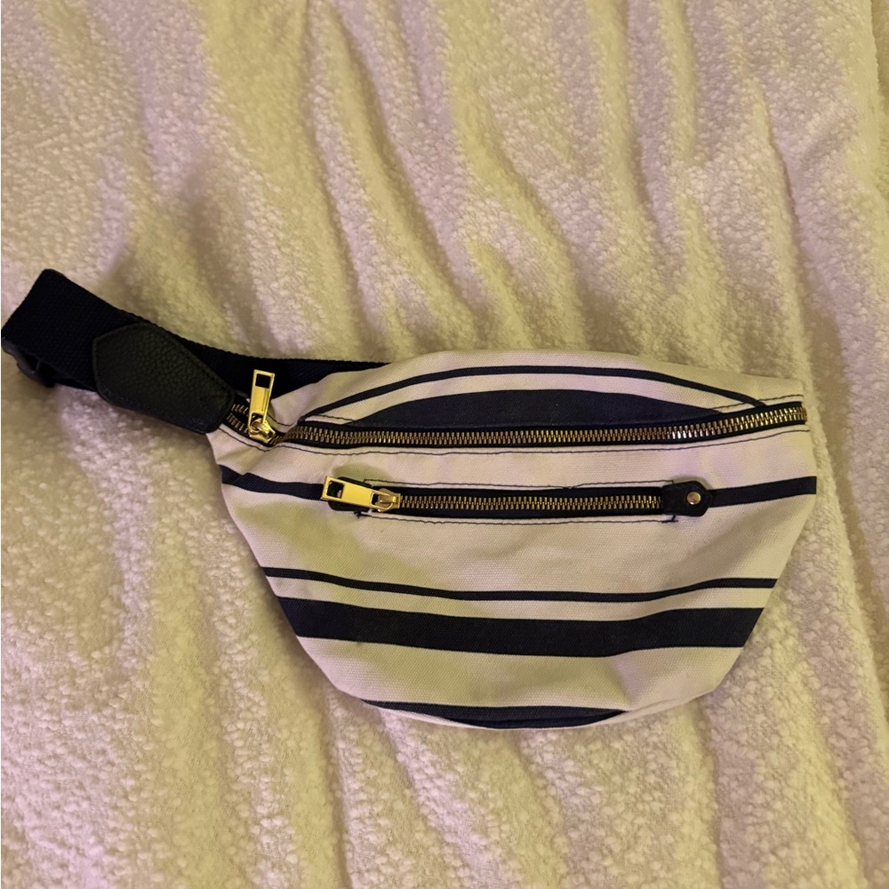 Striped Belt Bag with Gold Zippers